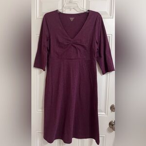 Toad&Co Rosalinda Dress Women's M Purple V-Neck Empire Waist Jersey Knit Tencel